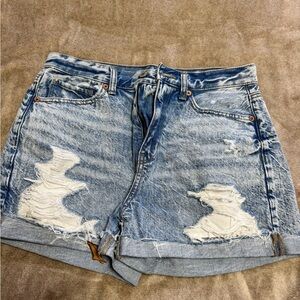 Distressed Denim Mom Shorts